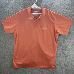 Columbia Omni Shade Polo Shirt Orange‎ Mens 2XL Short Sleeve Casual Fishing